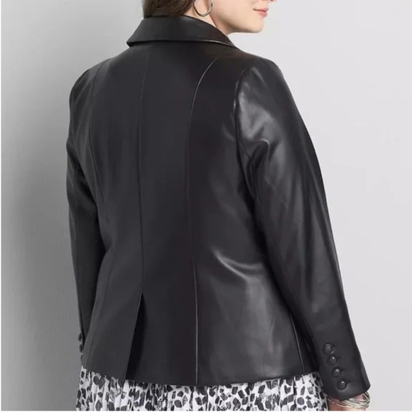 Lane Bryant Faux-Leather Double-Breasted Blazer 18 NWT - Picture 2 of 5
